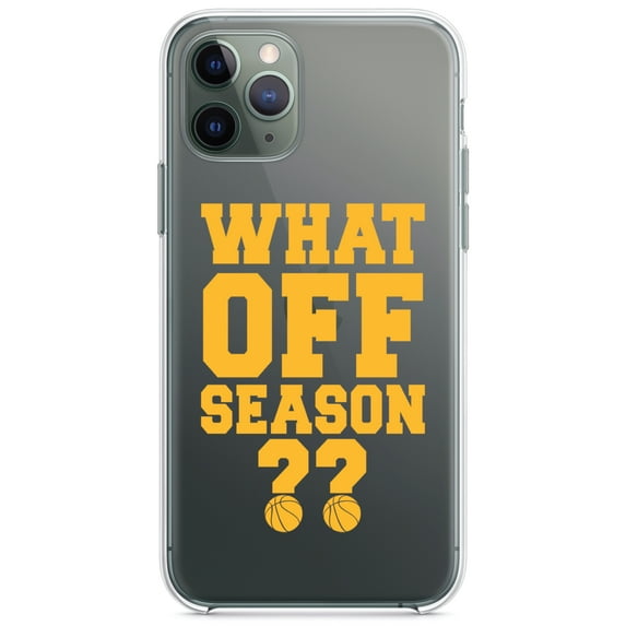 DistinctInk Clear Shockproof Hybrid Case for iPhone 13 Pro MAX (6.7" Screen) - TPU Bumper Acrylic Back Tempered Glass Screen Protector - What Off Season? Basketball