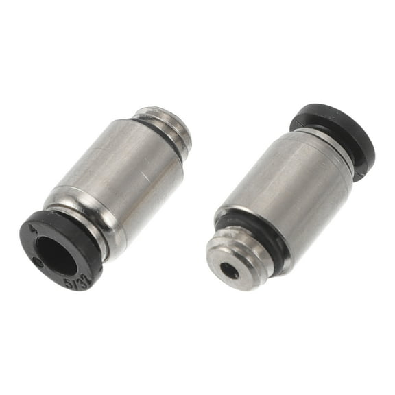 Unique Bargains Push to Connect Air Fittings 5/32" Pneumatic Push In Connector Plastic Metal M6 2 Pcs Black Silver Tone
