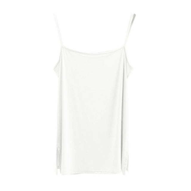 fatyb Womens Camisole Spaghetti Strap Comfy Tank Tops with Split Solid Color Loose Basic Cami Shirts