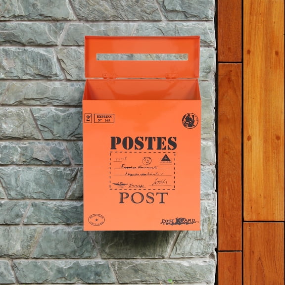 DEEPCRAFF Sturdy Orange Iron Wall Mount Mailbox Suitable for Home and Garden Decor