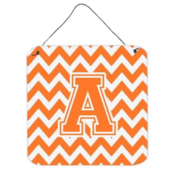 Letter A Chevron Orange & White Wall or Door Hanging Prints