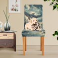 thumbnail image 4 of Yayeee 4 Pack Dining Chair Covers Stretch Parson Chairs Slipcovers Seat Protector, Beige Floating Whale, 4 of 6