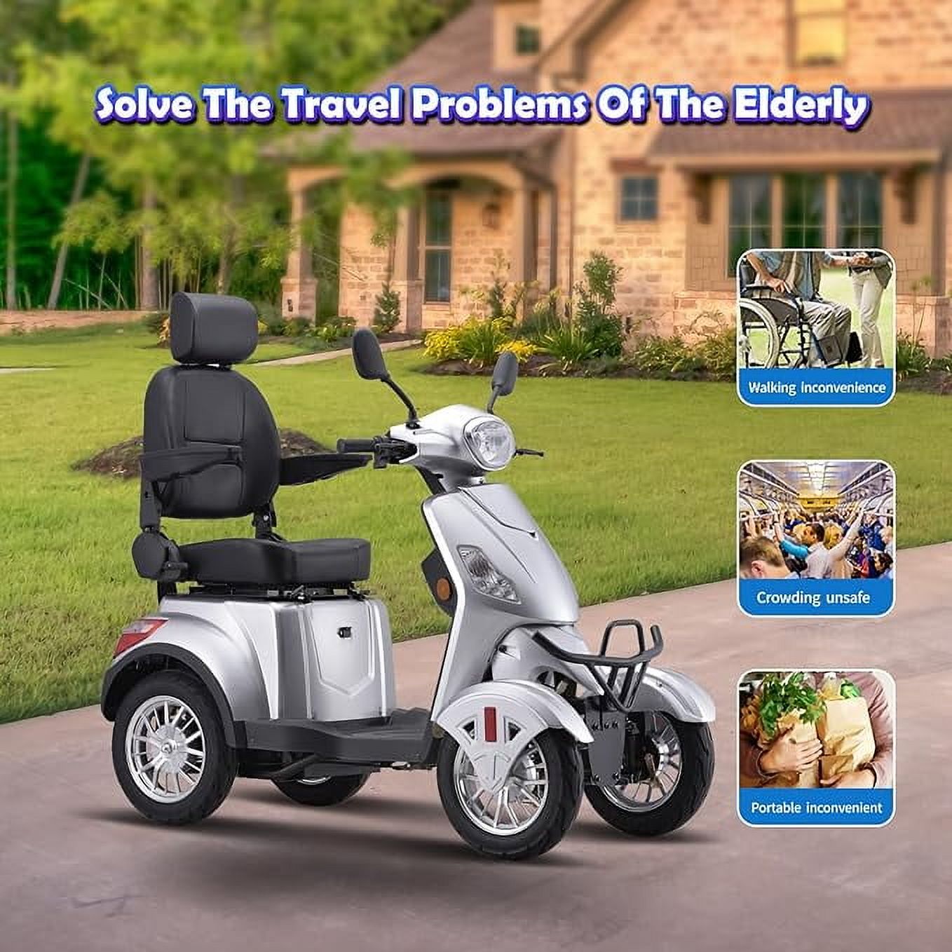 SKRT Electric Large 4 Wheel Mobility Scooters, Heavy Duty Wheelchair Device, 400 LBS Capacity for Seniors & Adults, Speed Adjust, Remote Key, Assembled In US, Receive Ready to Ride