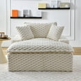 thumbnail image 2 of 51" Oversized Single Sofa Bed, Turtle Fleece Fabric, Oat Milk White/Charcoal Black/Caramel Brown, Includes 2 Pillows, Perfect for Bedroom & Living Room Relaxation, 2 of 14