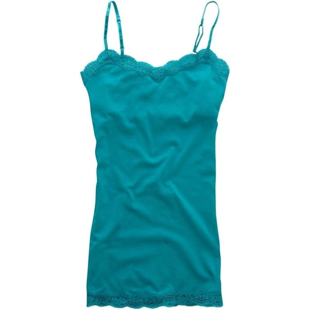 Aeropostale Womens Solid Classic Lace Cami Tank Top, azul, grande