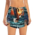 thumbnail image 2 of Gukieu Textured Bald Eagle Print Women's Sports Shorts with Drawstring Elastic Waistband for Running, Yoga, Fitness-Large, 2 of 7