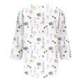 thumbnail image 3 of Patlollav Womens Tops Three Quarter Sleeve Retro V Neck Easter Print Loose Blouse, 3 of 6