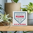 thumbnail image 3 of Zomyto 5"x5" Humor Bathroom Decorative Wooden Box Sign Players with Short Bats Baseball Wood Block Plaque Decor Home Table Shelf or Wall Display, 3 of 5