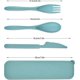thumbnail image 2 of Cubiertos reutilizables de paja de trigo con estuche, juego de utensilios oscuros portátiles para adultos, juego de cubiertos de vajilla para acampar para 4 personas, utensilios biodegradables para, 2 of 5