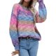 thumbnail image 3 of VISgogo Suéteres de cuello redondo para mujer, blusas de punto sueltas con estampado de teñido anudado de bloque de color de manga larga VISgogo  moda, 3 of 6