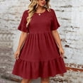 thumbnail image 6 of Horkkom Plus Size Dresses for Women Summer Mini Short Sleeve Sundresses Casual Loose Beach Tiered Dress XL, 6 of 9