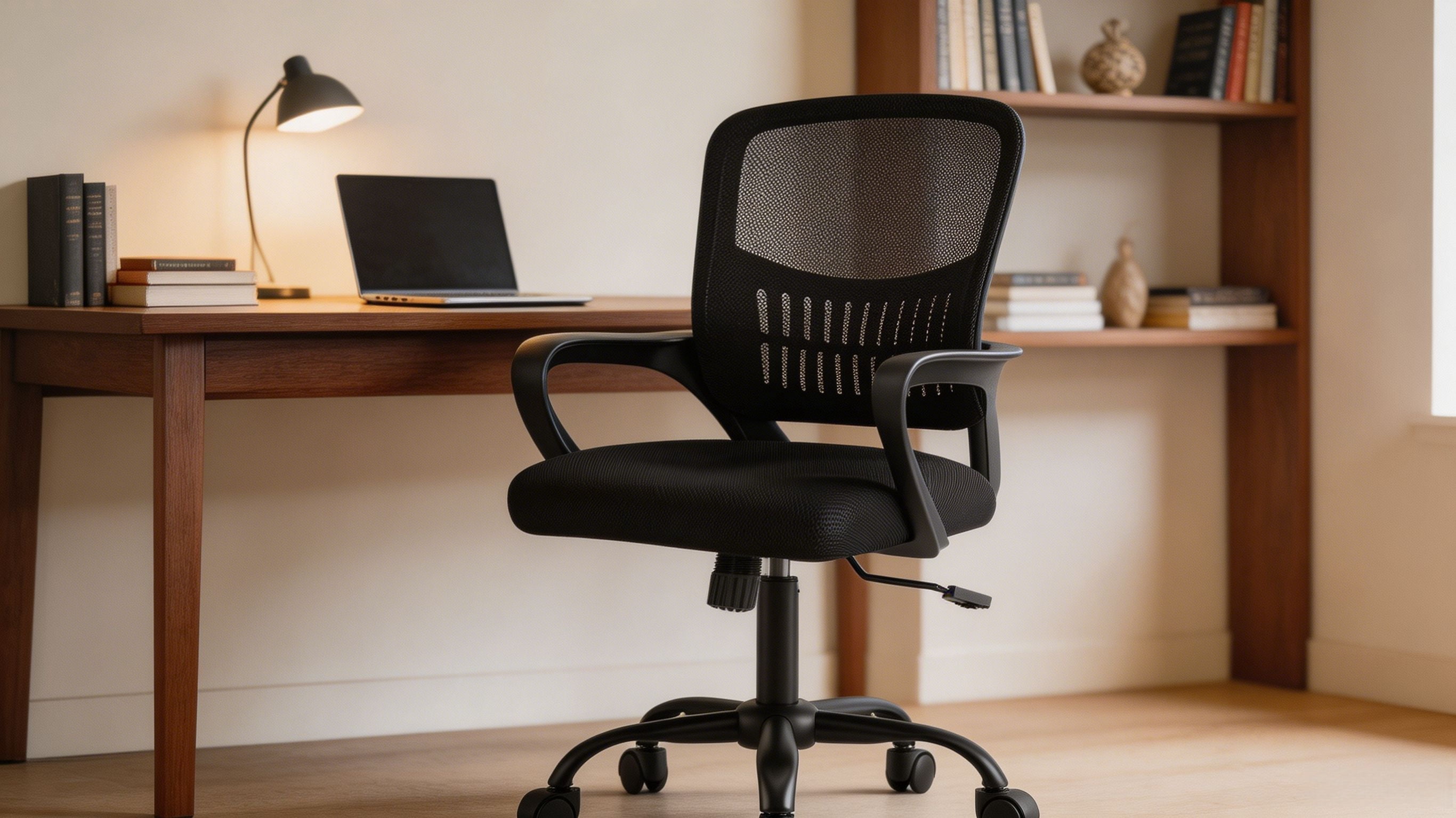 Adjustable Rotating Computer Chair with Lumbar Support and Armrests