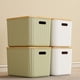 thumbnail image 2 of Caja de almacenamiento de plástico con cubierta de bambú para sala de estar, caja de almacenamiento para cosméticos, artículos diversos, dormitorio, caja de almacenamiento para ropa, caja de ajuste, 2 of 6