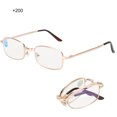thumbnail image 4 of Anteojos de lectura antifatiga con bloqueador de luz azul para hombres y mujeres +2,00 Anteojos de presbicia plegables con marco dorado, 4 of 8