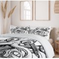 thumbnail image 6 of Ambesonne Underwater Duvet Cover Sets, Octopus Ship Sketch, 2-King, Black White, 6 of 7