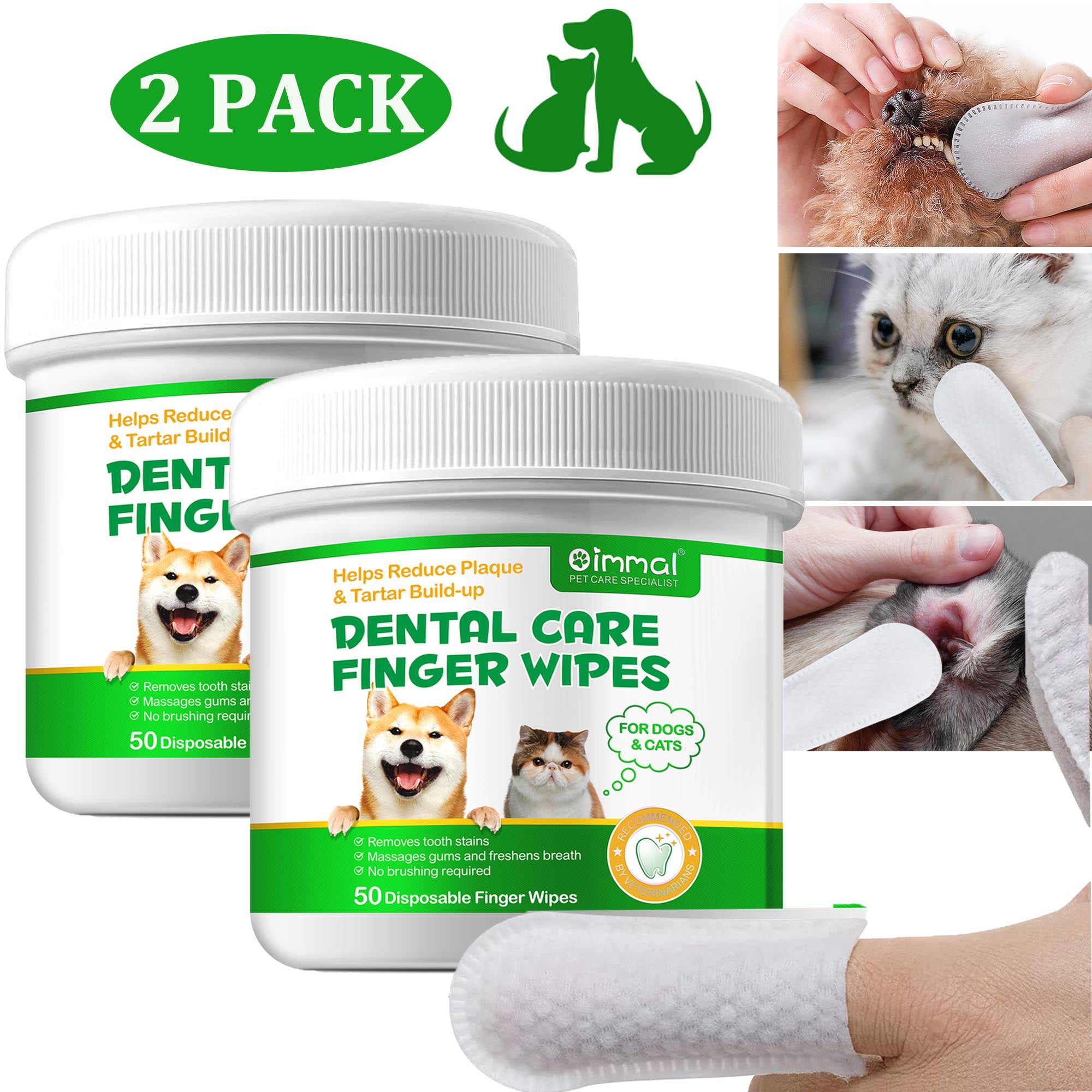 Dental Wipes for Dogs and Cats 100 Wipes,Reduce Plaque & Tartar,Removes