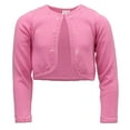 thumbnail image 1 of Chloe B. Girls 2-16 Long Sleeve Beaded Scallop Sequin Trim Cotton Shrug (Pink X-Large (16)), 1 of 1