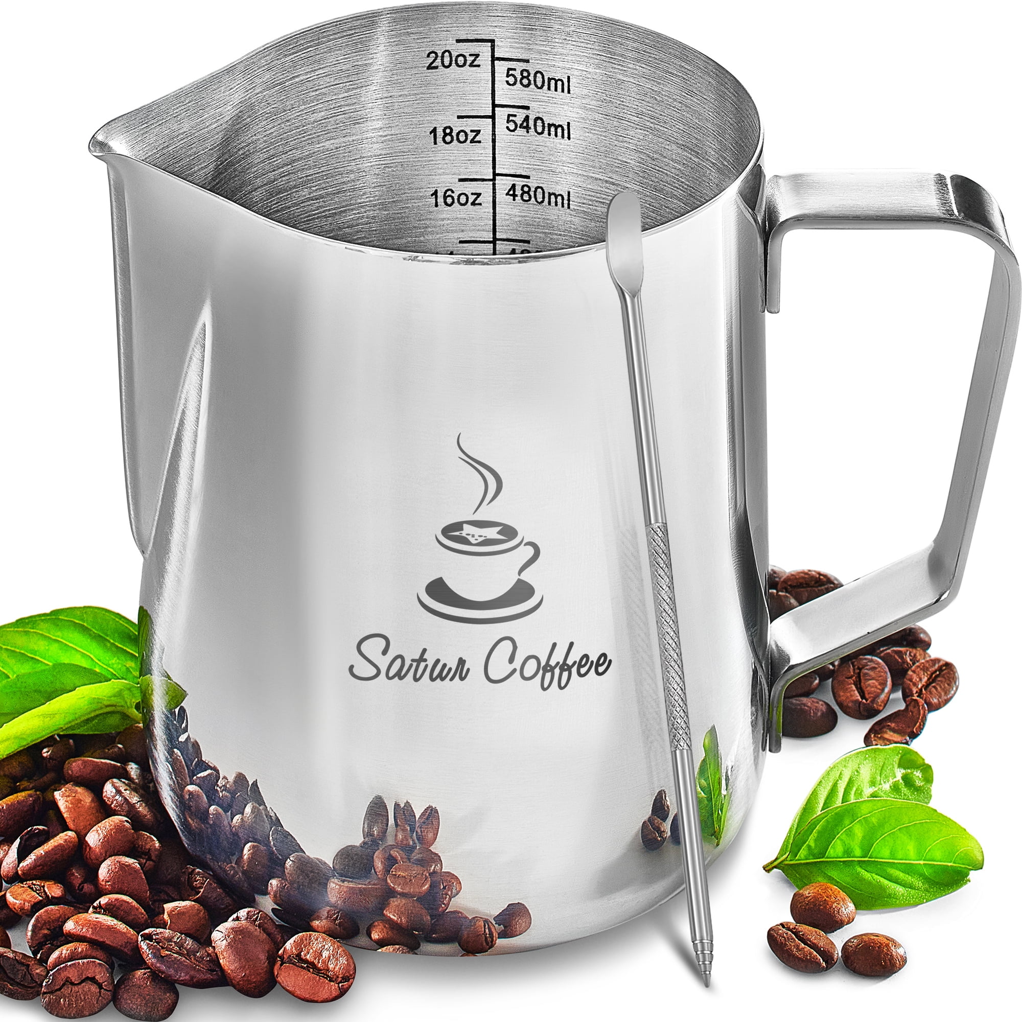 12oz Milk Frothing Pitcher with Spoon, Stainless Steel Froth Cup for Latte  Art, PACK - Kroger