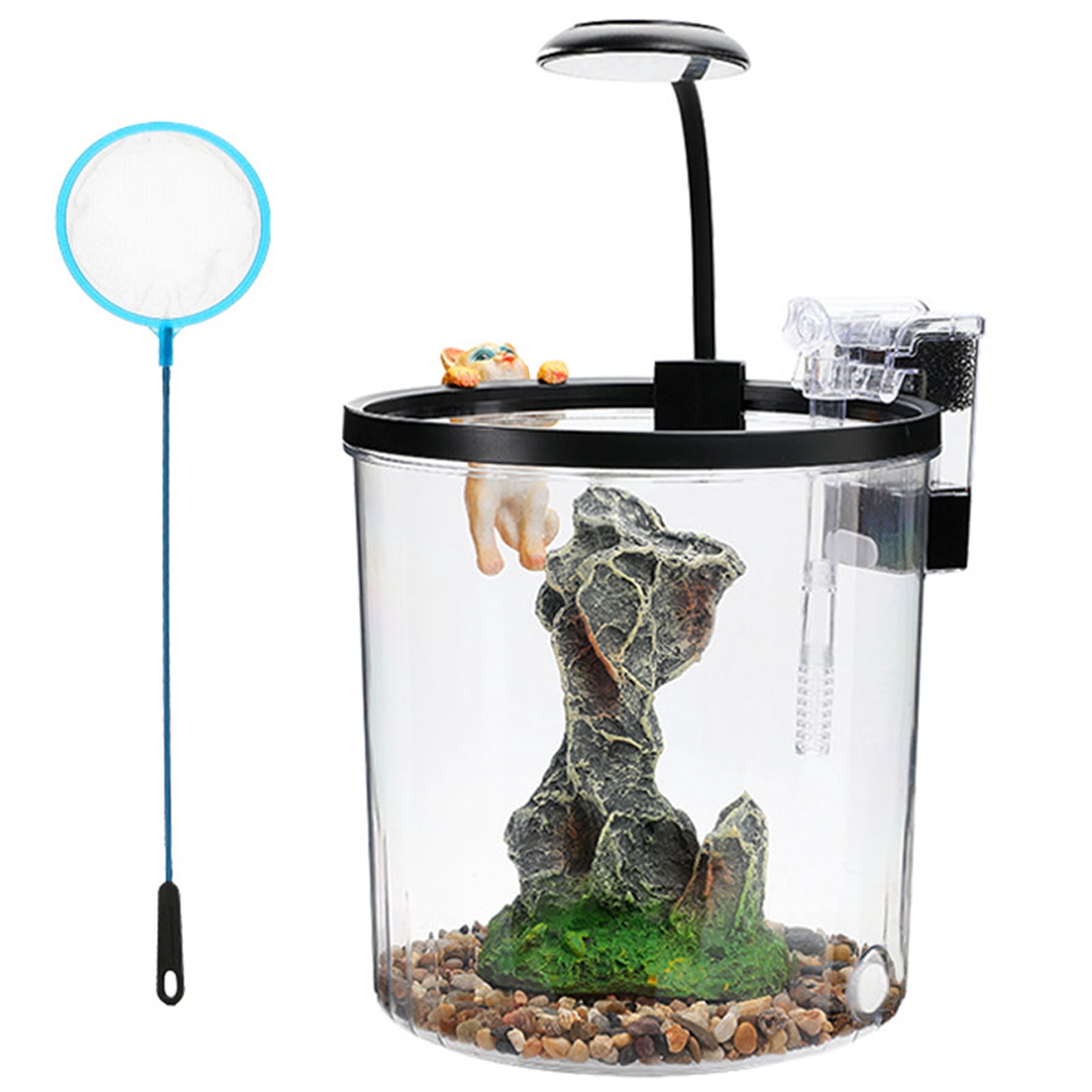 Mini Fish Tank with Filter and Light – 3.5 Gallon Small Aquarium Starter Kit, 6-Piece Tall Goldfish or Beta Fish Tank Set