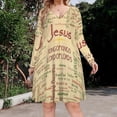 thumbnail image 2 of Jesus, Biblical References Long Sleeve Dresses For Women Vintage Elegant Party Dress Oversized V-neck Dress S-8XL, 2 of 7
