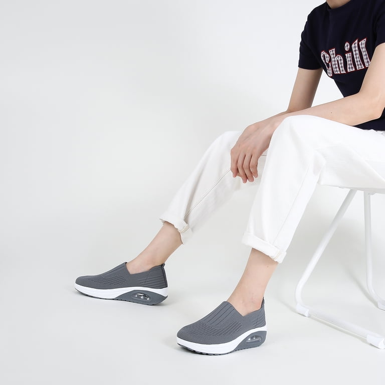 Ruiatoo Women Platform Sneakers Slip-on Air Cushion Orthopedic