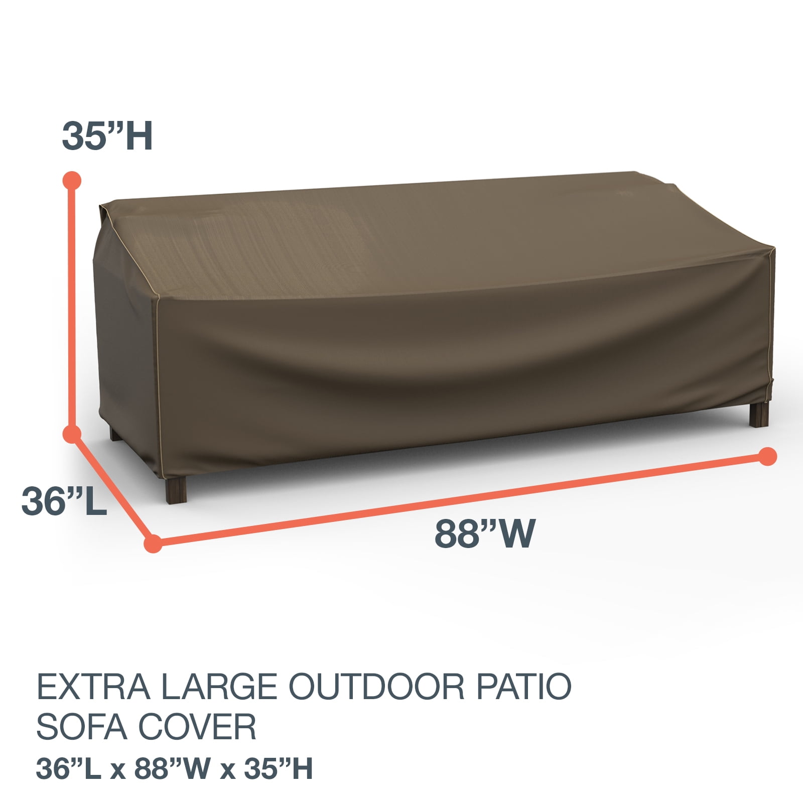 Budge 88"Wx36"L Black and Tan Patio Sofa Cover, StormBlock™ Hillside