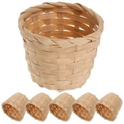HOMEMAXS 6 Pcs Bamboo Storage Basket White Mini Rattan Baskets Woven Bride