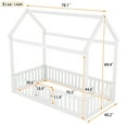 thumbnail image 3 of Euroco Twin Size Low House Bed with Fence and Door, White, 3 of 11