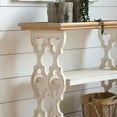 thumbnail image 2 of Royard Oaktree Distressed Console Table, Antique White Entryway Table w/Wood Carvings & 2 Shelves, 2 of 7
