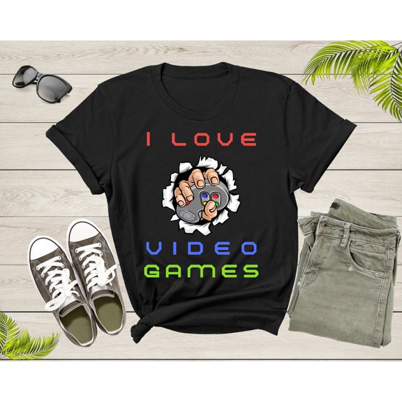 I Love Video Games Gamer Player Computer Game Controller T-Shirt Gamer Game Lover Gift T Shirt for Men Women Kids Boys Girls Teens Tshirt