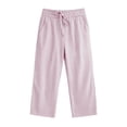 thumbnail image 5 of KyCheLot Girls Summer Pants Cotton Linen Capris Comfy Lounge Drawstring Waist Crop Pants with Pockets 4-14Years, 5 of 7