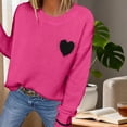 thumbnail image 3 of yillto Womens Valentine's Day Sweaters Heart Printed Knit Long Sleeve Tops Round Neck Pullover Sweater Clothes, 3 of 5