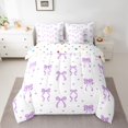 thumbnail image 2 of jejeloiu Kawaii Bowtie Ribbon 7-Piece Twin Bedding Sets,Purple Cute Loves Bedding Comforter Set For Girls Teens Reversible, 2 of 8