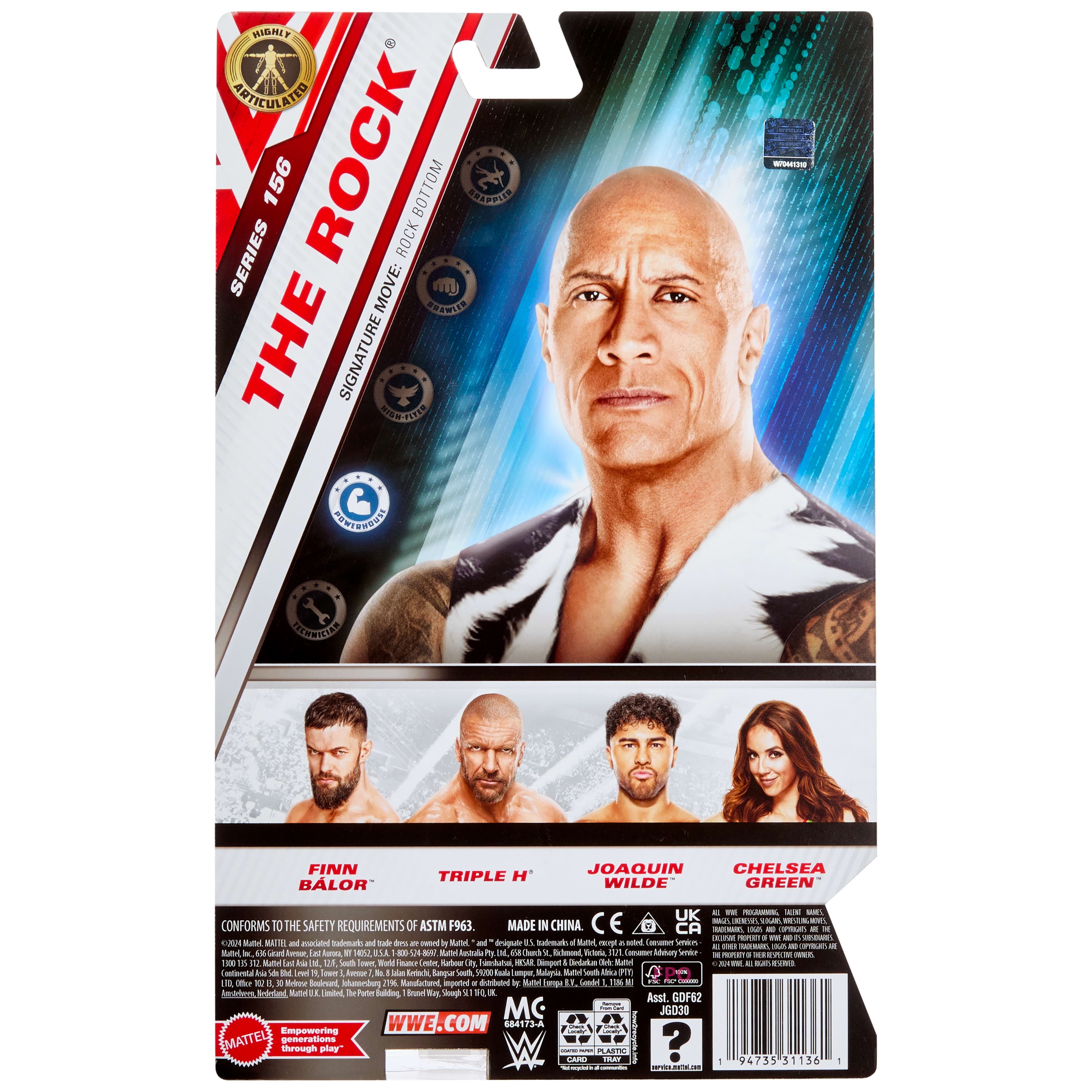 WWE The Rock Action Figure, Main Event Series #156, 6-inch Collectible with Articulation