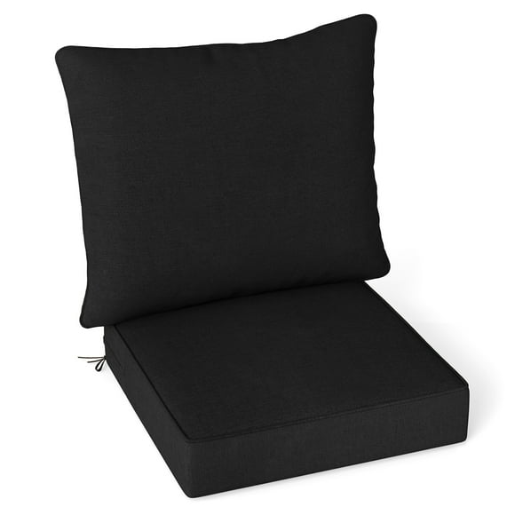 Gymax Deep Seat Chair Cushion Pads Set Indoor/Outdoor w/ Rope Belts Black