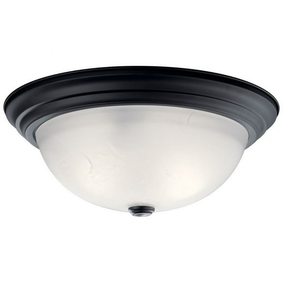 8116BK Kichler Lighting Wide 3-Light Flush Mount - with Utilitarian inspirations - 6 inches tall by 15.25 inches wide-Black Finish
