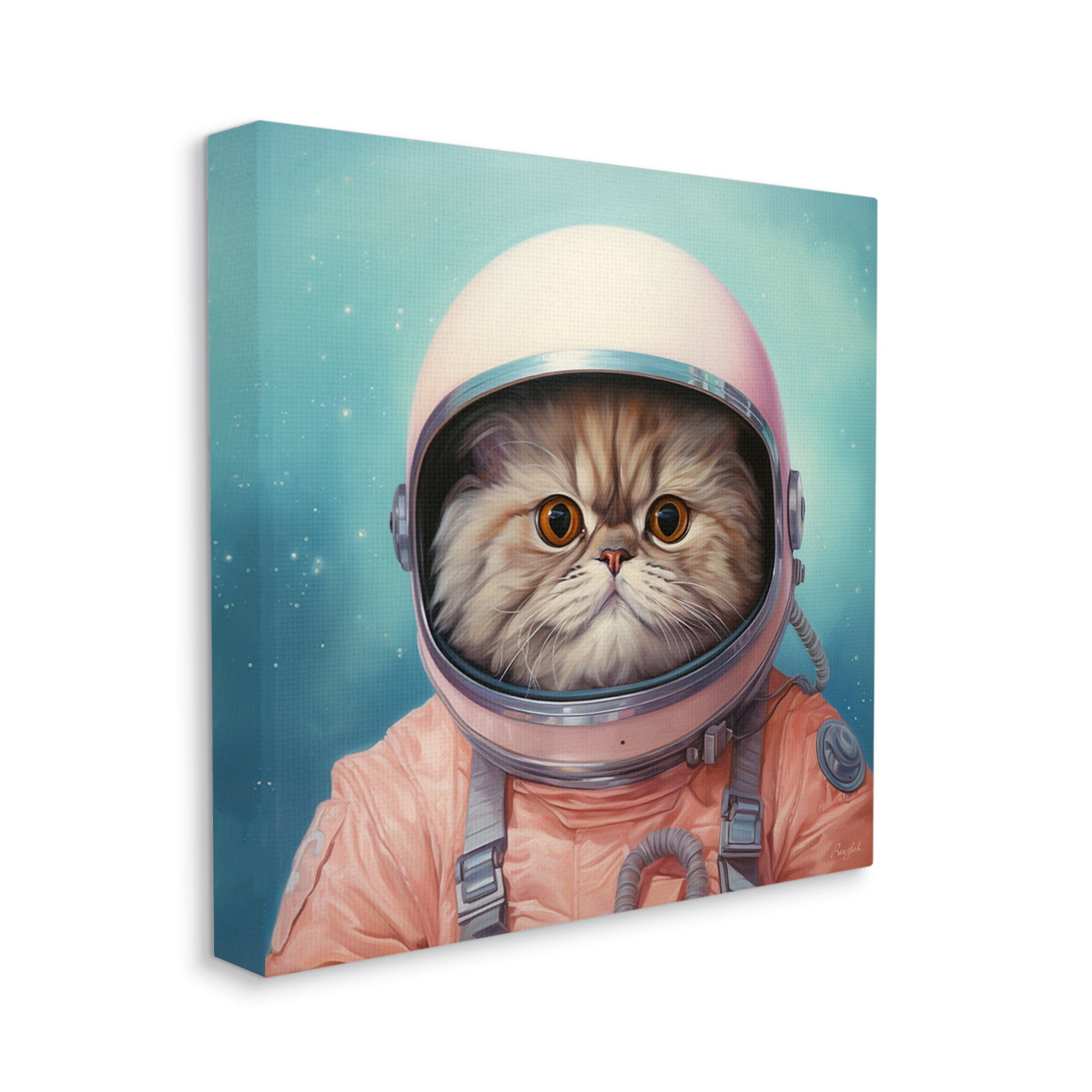 Stupell Industries Astronaut Cat in Space Animals & Insects Painting Gallery Wrapped Canvas Art Print Wall Art, 24 x 24