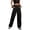 Black women wide leg cargo pants a1, variant on Cagogo Women's Wide Leg High Waisted Trousers with Pockets Cargo Streetwear Casual Loose Long Pants Trousers for Party, White M