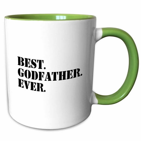 3dRose Best Godfather Ever - Gifts for God fathers or Goddads - god dad - godparents - black text - Two Tone Green Mug,