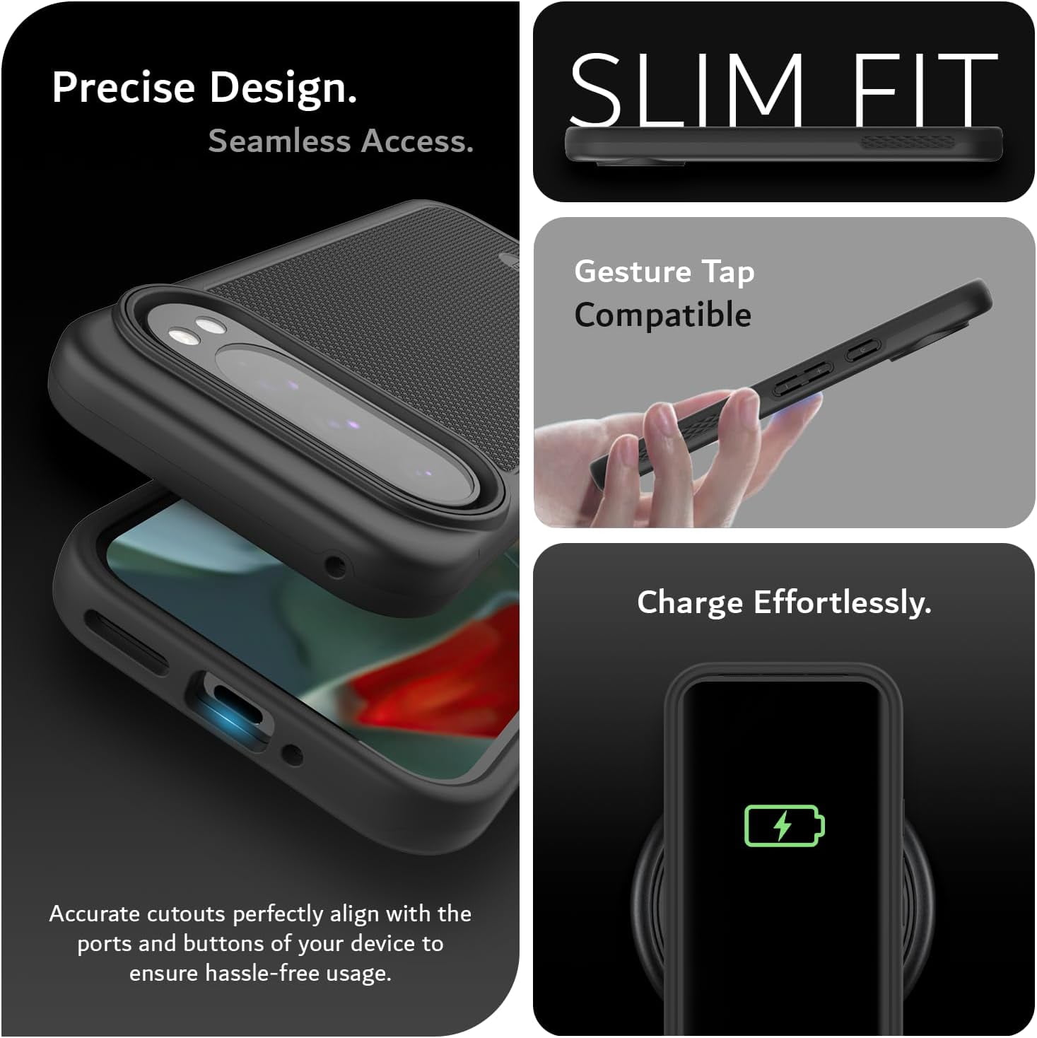 TUDIA MergeGrip Magsafe Compatible Google Pixel 9 Case / Pixel 9 Pro Case - Matte Black
