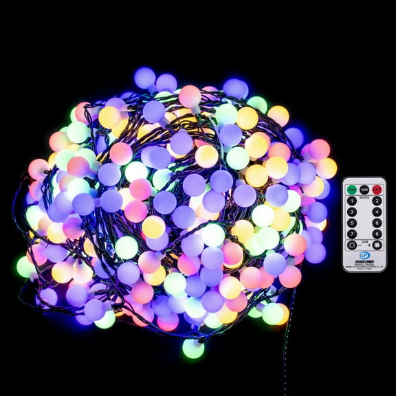 Vickerman 400 Light Multicolor LED Indoor/Outdoor 8 Function Cherry Light Set with Remote Control.