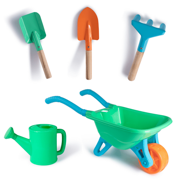Born Toys Kids Gardening Tool Set Includes Kids Wheelbarrow, Kids