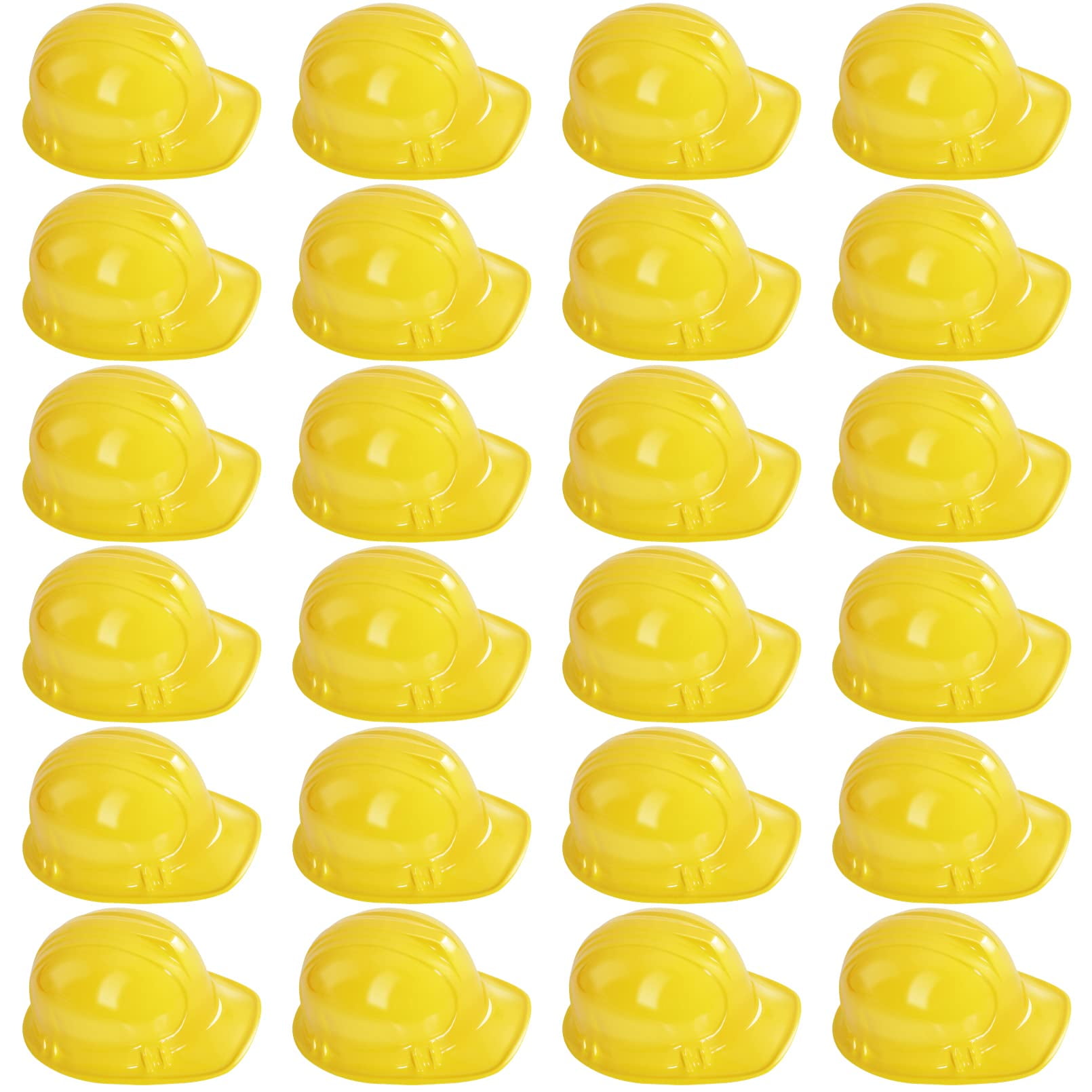 24 Pack Yellow Construction Hats for Kids,Soft Plastic Childrens Hard