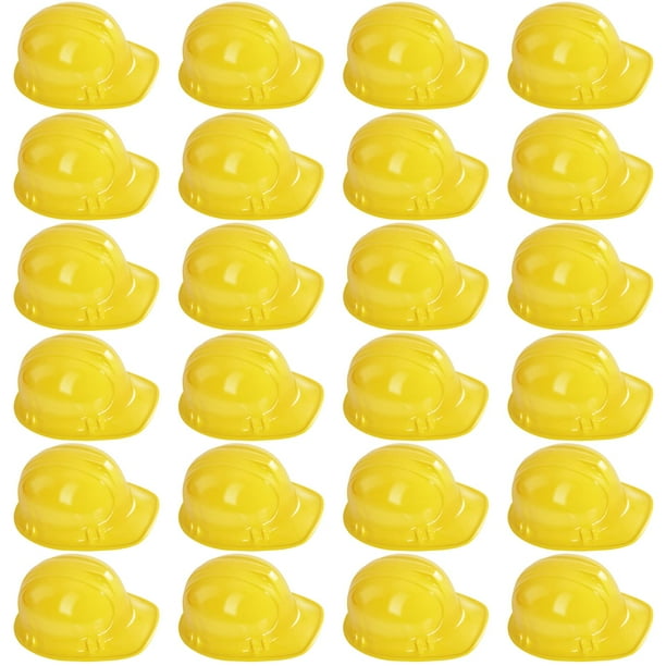 24 Pack Yellow Construction Hats for Kids,Soft Plastic Childrens Hard Hat,Construction Party