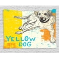 thumbnail image 1 of Yellow Decor Tapestry, Sitting Dog Sketch Illustration on Striped Background Aged Effect Print, Wall Hanging for Bedroom Living Room Dorm Decor, 60W X 40L Inches, Yellow Beige Blue, by Ambesonne, 1 of 2