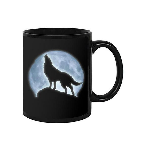 Wolf Howling In Moon Mug - SPIdeals Designs,
