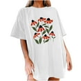 thumbnail image 4 of Njoeus Graphic Tees for Women Tshirts Shirts for Women Womens Casual Oversized T-Shirt Trendy Cute Floral Tops Summer Workout Shirts Loose Funny Flowers Graphic Tees for Women Teen Girls Vacation Outf, 4 of 5