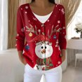 thumbnail image 2 of Women's Fashion Long Sleeve Christmas Snowman Snowflake Print Jacket Cardigan for Holiday Party and Casual Daily Wear,Wine,XL, 2 of 5
