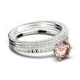 thumbnail image 2 of Beautiful Art Deco 2.25 Carat Round Cut Morganite And Diamond Moissanite Engagement Ring, Wedding Ring, Two Matching Band in 10k Solid White Gold, Gift For Her Gift For Girlfriend Promise Ring, 2 of 4