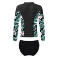 thumbnail image 2 of Yruioon Rash Guard Swimwear Set for Kids Girls Long Sleeve Crewneck Swim Top with Panties 2 Pcs Black 6, 2 of 7